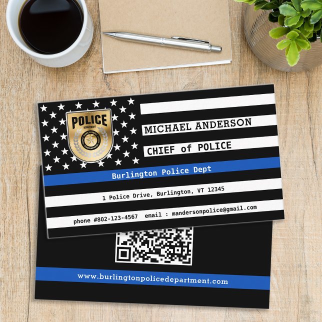 Custom Thin Blue Line Police Department Emblem Visitenkarte (Von Creator hochgeladen)