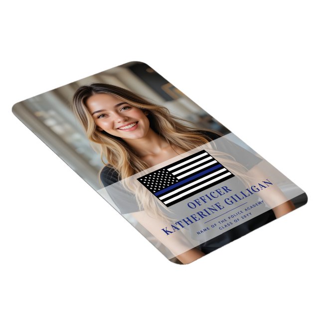 Custom Thin Blue Line Police Officer Abschluss Magnet (Rechte Seite)