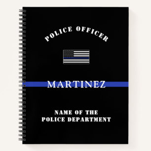 Custom Thin Blue Line Police Officer Flag Polizist Notizbuch