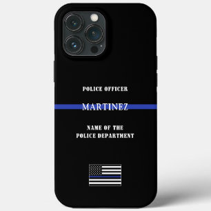 Custom Thin Blue Line Police Officer US Flag iPhone 13 Pro Max Hülle