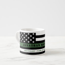 Custom Thin Green Line USA Flag Military Soldier Espressotasse