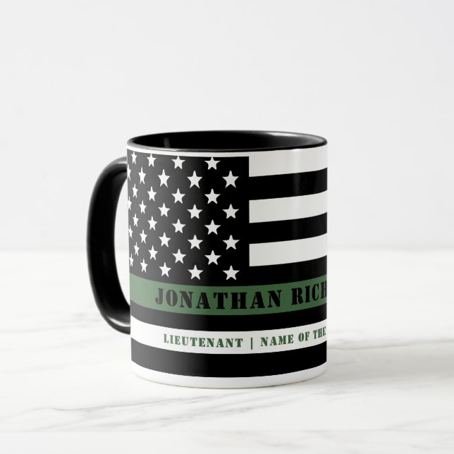 Custom Thin Green Line USA Flag Military Soldier Tasse (Vorderseite Links)