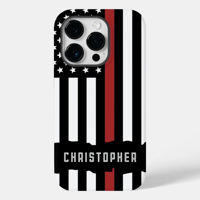 Custom Thin Red Line USA Flag Firefighter Case-Mate iPhone Hülle (Rückseite)