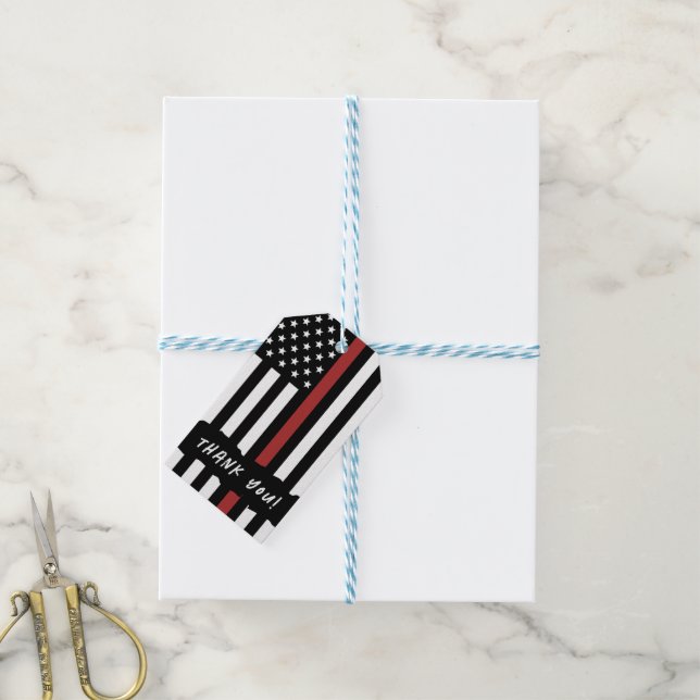 Custom Thin Red Line USA Flag Firefighter Geschenkanhänger (Mit Garn)