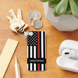 Custom Thin Red Line USA Flag Firefighter Schlüsselanhänger