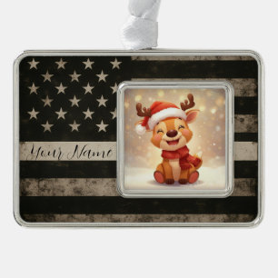 Custom Thin White Line Gerahmte Ornament Rahmen-Ornament Silber