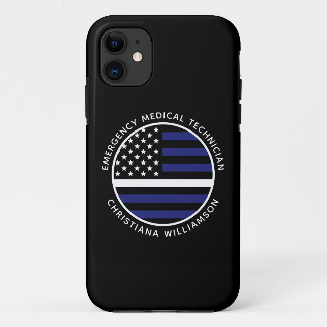 Custom Thin White Line USA Flag EMS EMT Case-Mate iPhone Hülle (Rückseite)