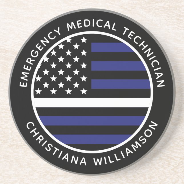 Custom Thin White Line USA Flag EMS EMT Getränkeuntersetzer (Vorne)