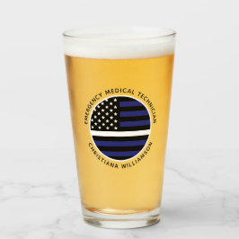 Custom Thin White Line USA Flag EMS EMT Glas