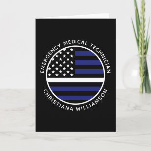 Custom Thin White Line USA Flag EMS EMT Karte