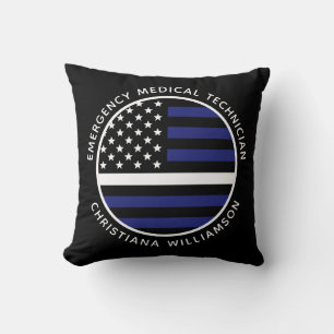 Custom Thin White Line USA Flag EMS EMT Kissen