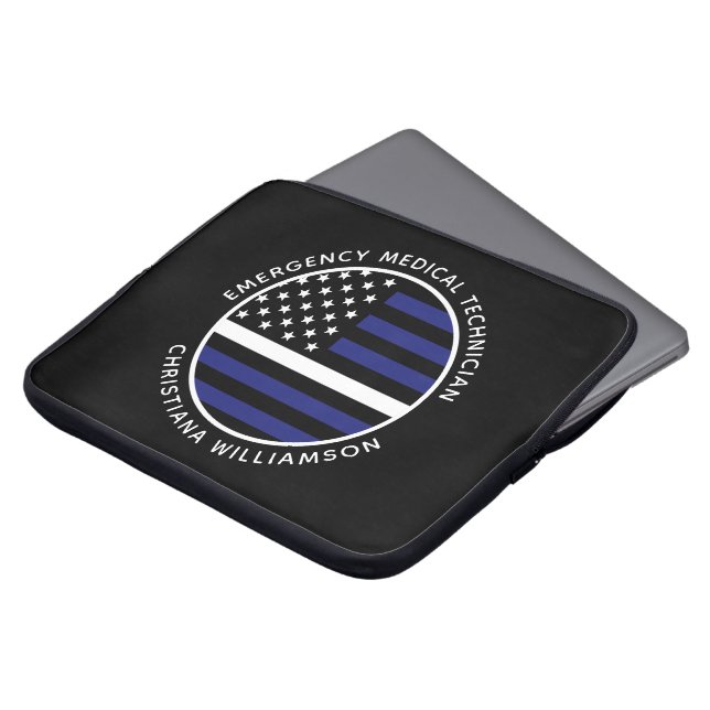 Custom Thin White Line USA Flag EMS EMT Laptopschutzhülle (Vorne Oben)