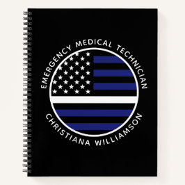 Custom Thin White Line USA Flag EMS EMT Notizbuch