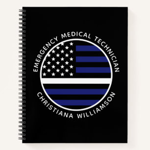 Custom Thin White Line USA Flag EMS EMT Notizbuch