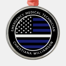 Custom Thin White Line USA Flag EMS EMT