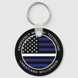Custom Thin White Line USA Flag EMS EMT Schlüsselanhänger