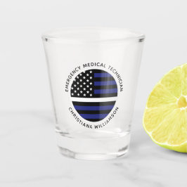 Custom Thin White Line USA Flag EMS EMT Schnapsglas