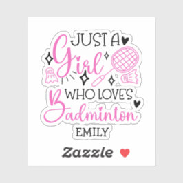 Custom This Girl Loves Badminton Girly Pink Aufkleber
