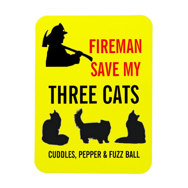 Custom Three Cat Fire Safety Magnet (Vertikal)