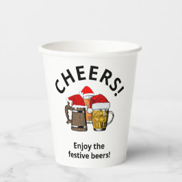 Custom Three Cheers Beers CHRISTMAS Paper Cups Pappbecher
