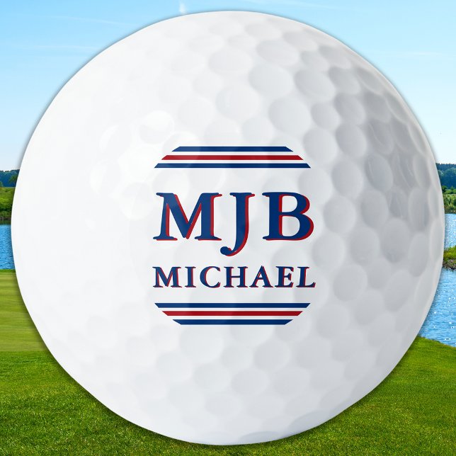 Custom Three Initial Monogram Sporty Personalized Golfball (Von Creator hochgeladen)