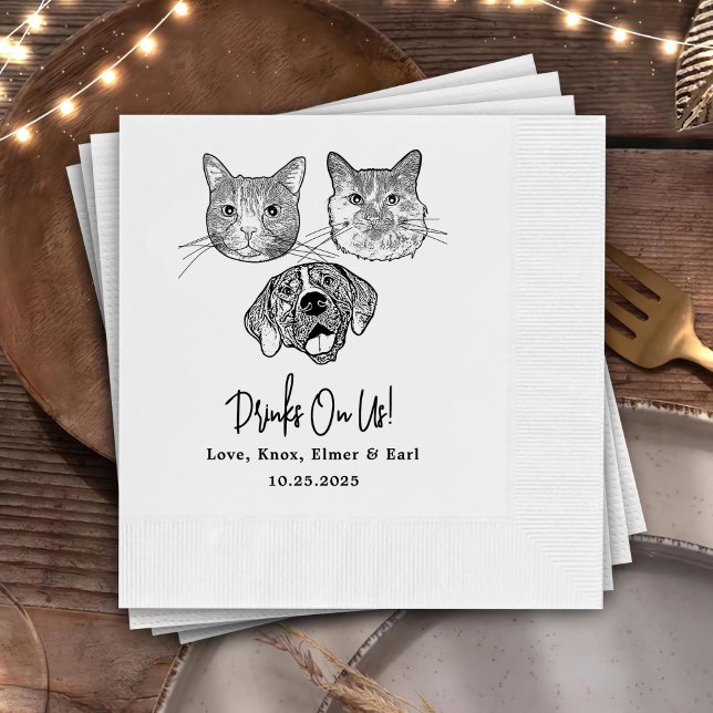 Custom Three Pet Cocktail Napkins Hochzeit Serviette (Von Creator hochgeladen)