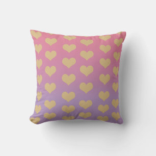 Custom Throw Pillow Ombré lilac rosa Gold Herz Kissen