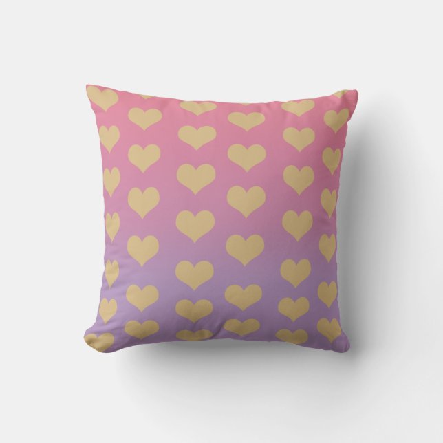Custom Throw Pillow Ombré lilac rosa Gold Herz Kissen (Vorderseite)