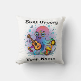 Custom Throw Pillow | Retro Octopus | Name & Text Kissen