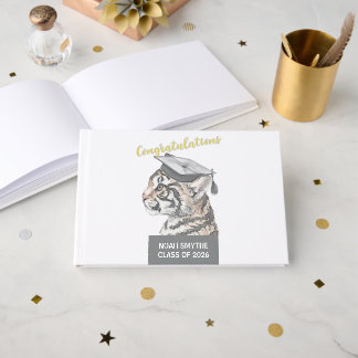 Custom Tiger Graduation Foil Guestbook Gästebuch