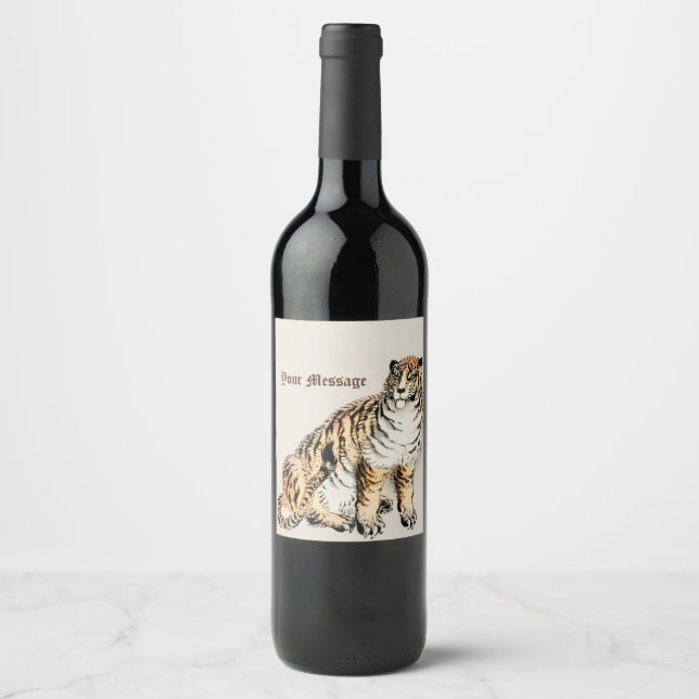 Custom Tiger von Kōno Bairei japanische Illustrati Weinetikett (Vorderseite)