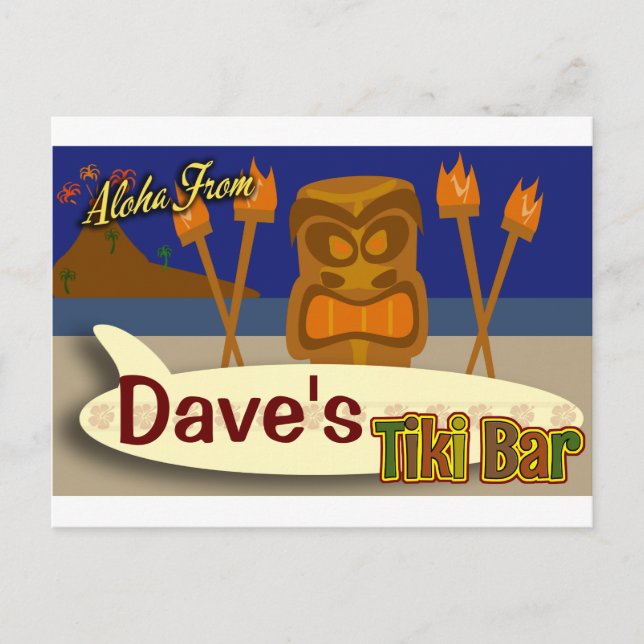 Custom Tiki Bar Sign Postkarte (Vorderseite)