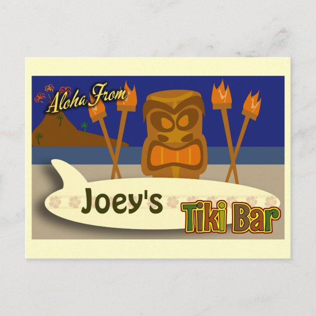 Custom Tiki Bar Sign Postkarte (Vorderseite)