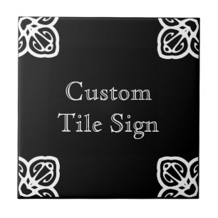 Custom Tile Sign - Spanisch Weiß auf Schwarz Fliese
