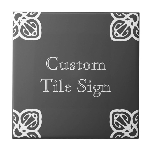 Custom Tile Sign - Spanisches Weiß auf Grau Fliese (Vorderseite)