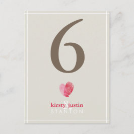 CUSTOM-TISCHNUMMER niedlich modernes Fingerabdruck Postkarte
