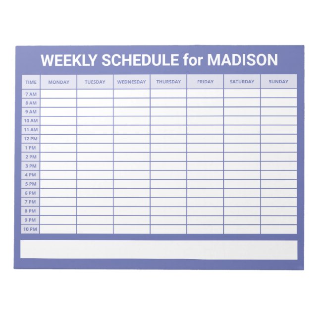 Custom Title Weekly Planner Notizblock (Vorderseite)
