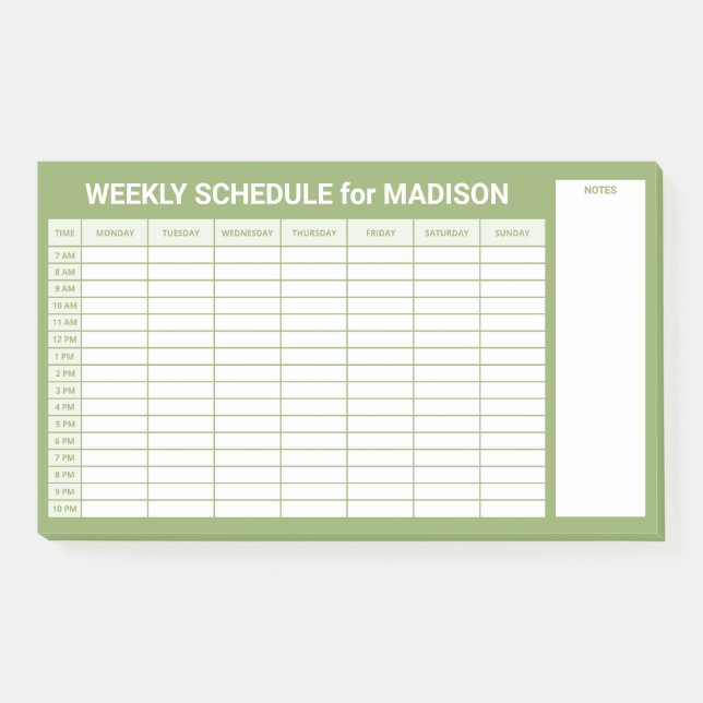 Custom Title Weekly Planner Post-it Klebezettel (Vorderseite)