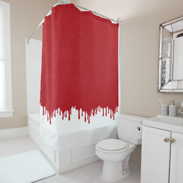 Custom Tomato Red Drip Gloss Shower Curtain Duschvorhang (Beispiel)