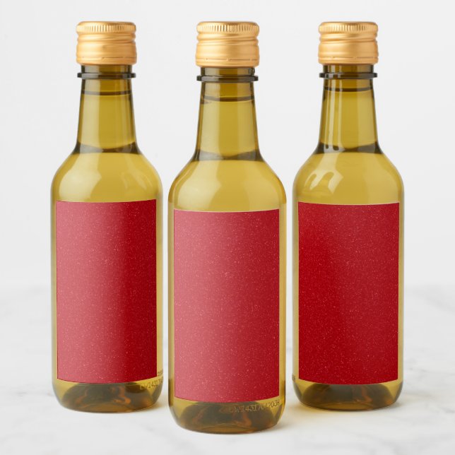 Custom Tomato Red Glitzer Look Mini Flaschen Label Weinetikett (Flaschen)
