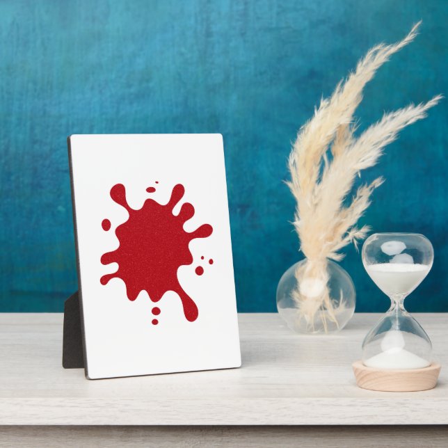 Custom Tomato Red Inkblot Plaque – White Base Fotoplatte (Seite)