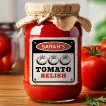 Custom Tomato Relish label mit Grunge-Zeichen