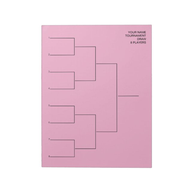 Custom tournament draw template for 8 players notizblock (Rotiert)