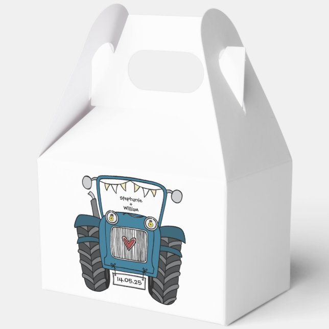 Custom Traktor Country Wedding Themed Favor Box Geschenkschachtel (Vorderseite)