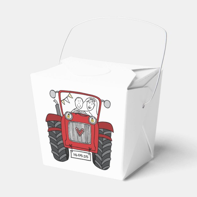 Custom Traktor Country Wedding Themed Favor Box Geschenkschachtel (Vorderseite)