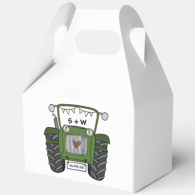 Custom Traktor Country Wedding Themed Favor Box Geschenkschachtel (Vorderseite)