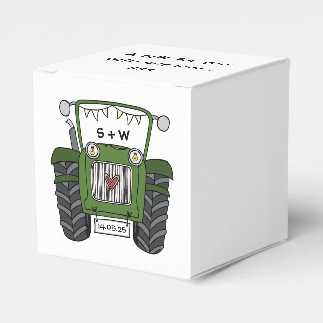 Custom Traktor Country Wedding Themed Favor Box Geschenkschachtel (Vorderseite)