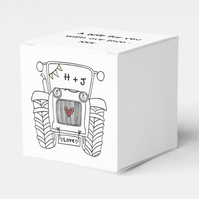 Custom Traktor Country Wedding Themed Favor Box Geschenkschachtel (Vorderseite)