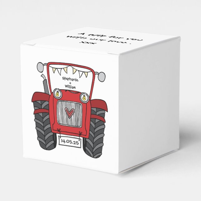 Custom Traktor Country Wedding Themed Favor Box Geschenkschachtel (Vorderseite)