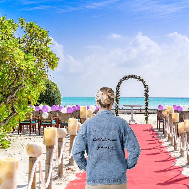 Custom Trauzeugin Wedding Junggeselinnen-Abschied Jeansjacke (Custom Maid of Honor Wedding Bachelorette Party Denim Jacket)